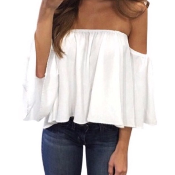 white flowy off the shoulder top